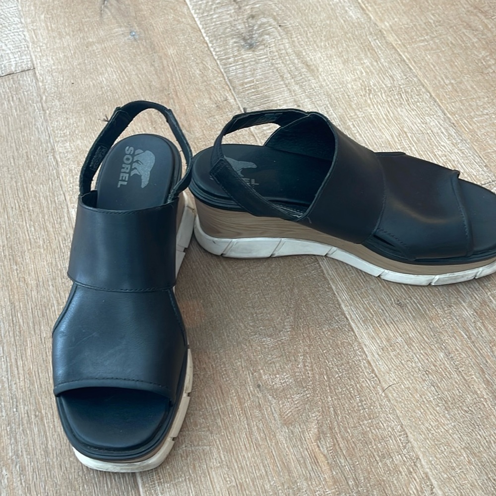 SOREL black sandals/wedges. Sz.9 / EU 40.